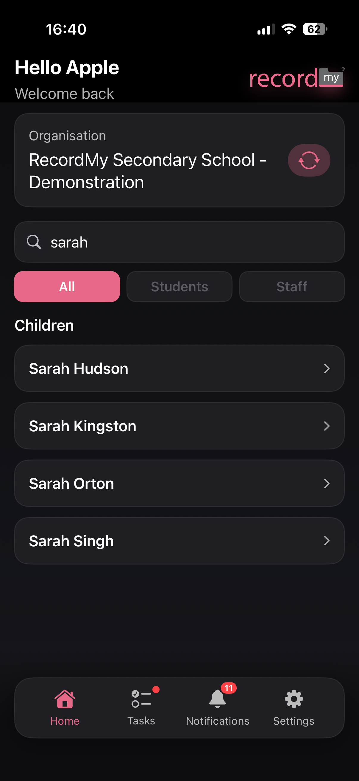 RecordMy app concern recording screen