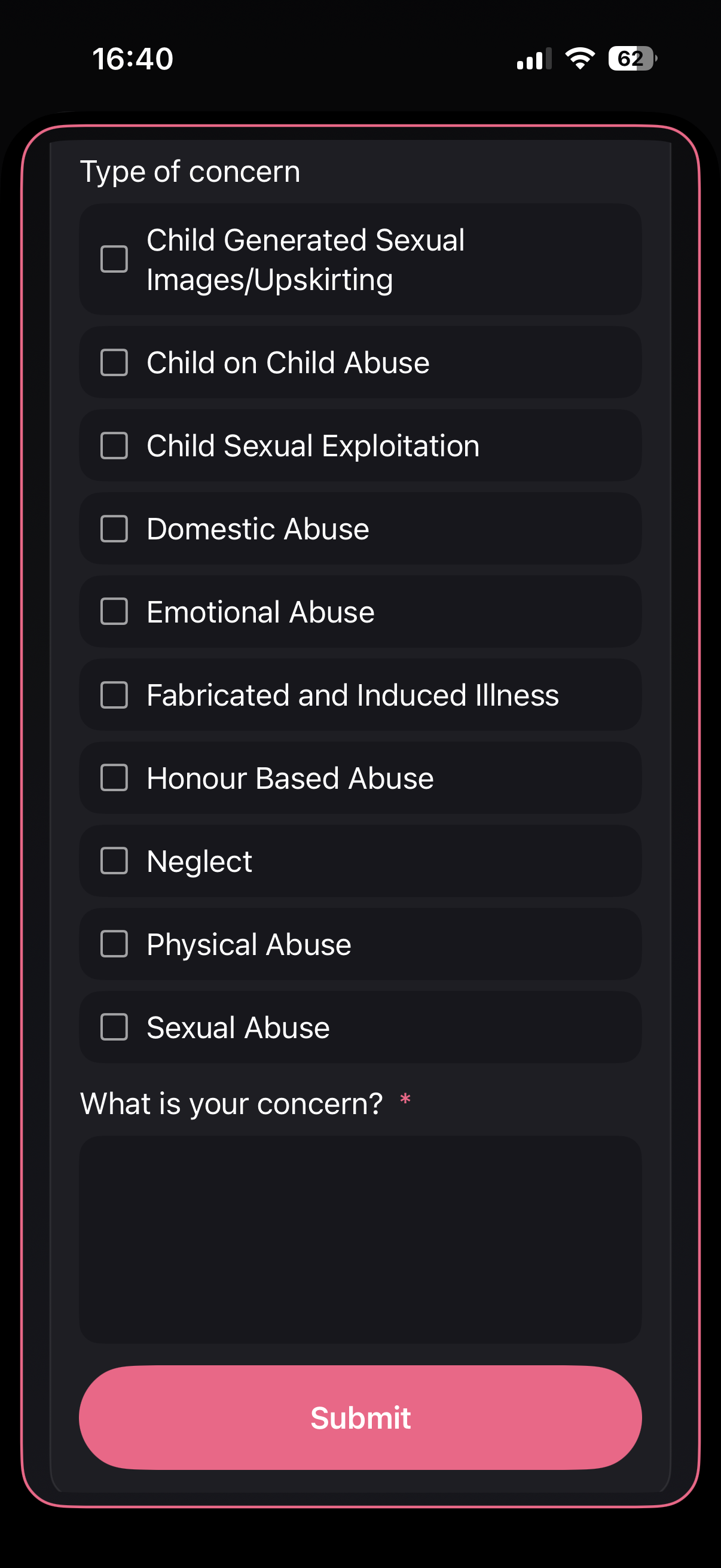 RecordMy app tasks screen